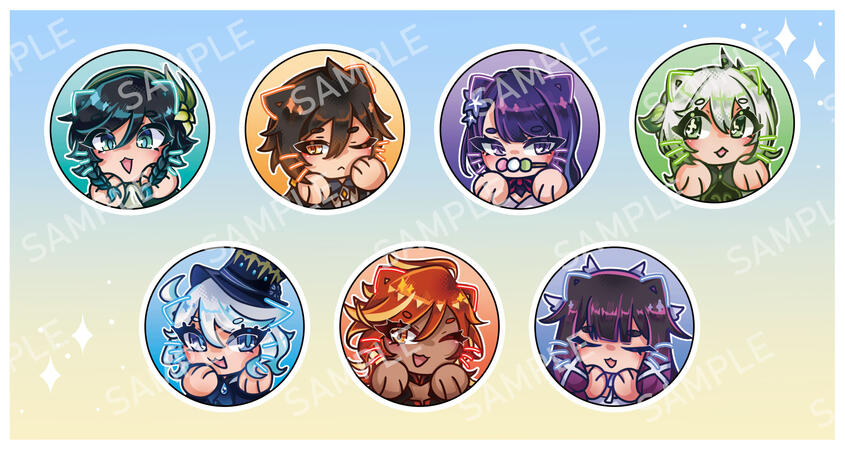 Genshin Archon Button Pins